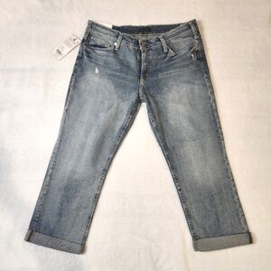 Silver Jeans Co. 32 x 22.5 Suki Capri Mid Rise Curvy Fit Blue Indigo Denim NWT